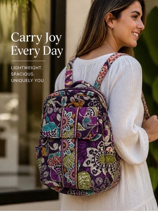 Vera Bradley Purple Floral Quilted Backpack with Multicolor Accents main image 4
